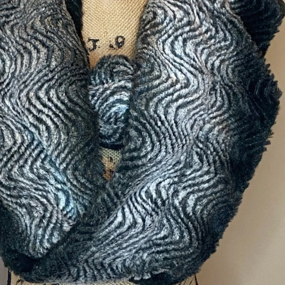 Black Plush Scarf, Fuzzy Warm Winter Scarf, Twisted or Plush Neck Warmer